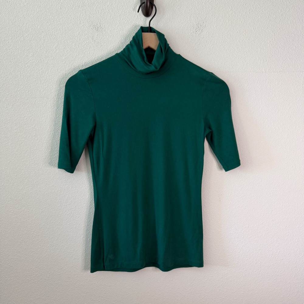 LAUREN RALPH LAUREN Womens Mock Neck Top Size XS Preppy Minimalist Old Money